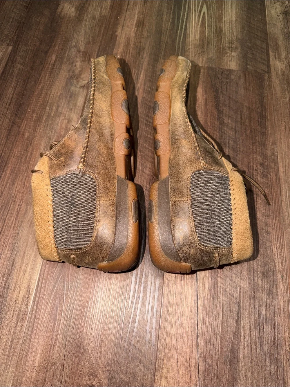 Twisted X Mens Driving Moc Chukka Brown Grey Leather EcoTWX Shoes Size 10.5W